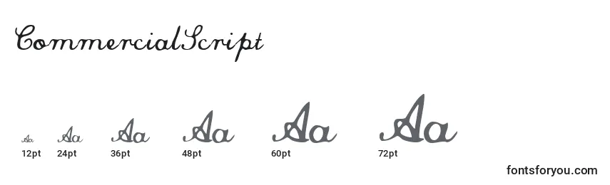 CommercialScript Font Sizes
