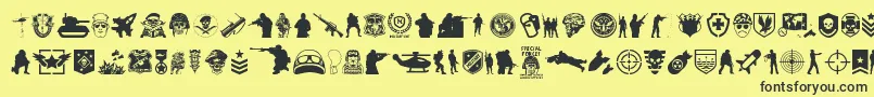 Fonte SpecialForces – fontes pretas em um fundo amarelo