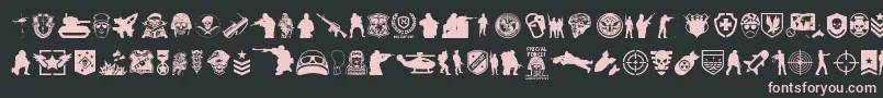 Fonte SpecialForces – fontes rosa em um fundo preto