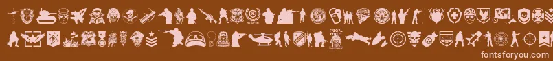 フォントSpecialForces – 茶色の背景にピンクのフォント