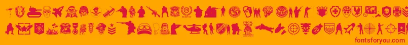 Czcionka SpecialForces – czerwone czcionki na pomarańczowym tle
