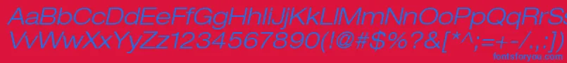 HelveticaLt43LightExtendedOblique Font – Blue Fonts on Red Background