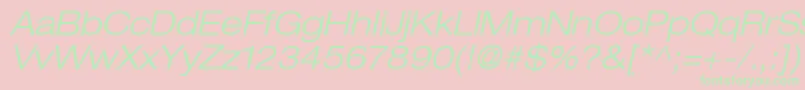 HelveticaLt43LightExtendedOblique Font – Green Fonts on Pink Background