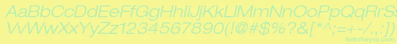 HelveticaLt43LightExtendedOblique Font – Green Fonts on Yellow Background