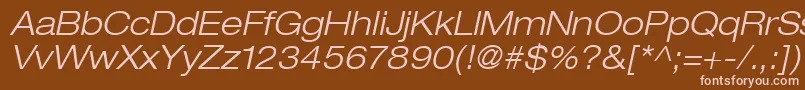 HelveticaLt43LightExtendedOblique Font – Pink Fonts on Brown Background
