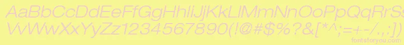 Saiba mais sobre a fonte HelveticaLt43LightExtendedOblique Fonte HelveticaLt43LightExtendedOblique – fontes rosa em um fundo amarelo