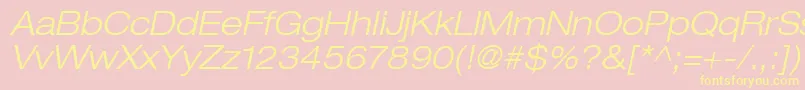 Подробнее о шрифте HelveticaLt43LightExtendedOblique Шрифт HelveticaLt43LightExtendedOblique – жёлтые шрифты на розовом фоне