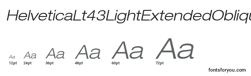 Größen der Schriftart HelveticaLt43LightExtendedOblique