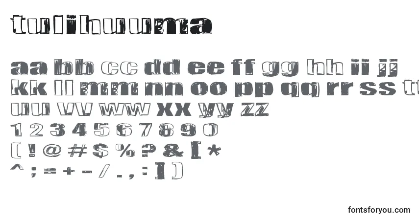 A fonte Tulihuuma – alfabeto, números, caracteres especiais