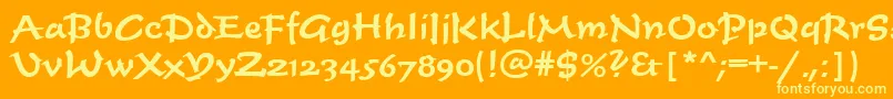 TiogascriptMediumRegular Font – Yellow Fonts on Orange Background