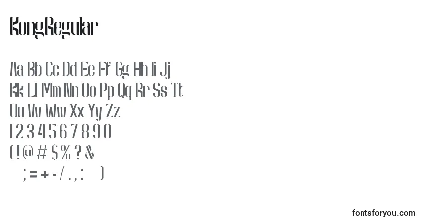 Schriftart KongRegular – Alphabet, Zahlen, spezielle Symbole