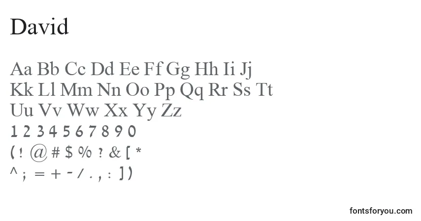 Czcionka David – alfabet, cyfry, specjalne znaki