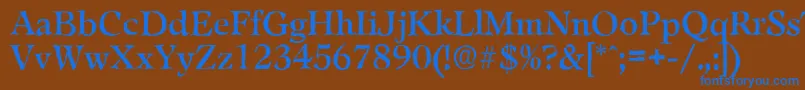 LeamingtonantiqueRegular-Schriftart – Blaue Schriften auf braunem Hintergrund