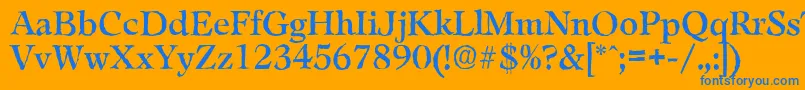 LeamingtonantiqueRegular-Schriftart – Blaue Schriften auf orangefarbenem Hintergrund