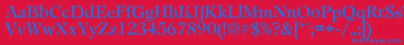 Czcionka LeamingtonantiqueRegular – niebieskie czcionki na czerwonym tle