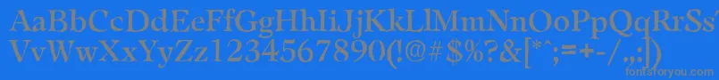 Fonte LeamingtonantiqueRegular – fontes cinzas em um fundo azul