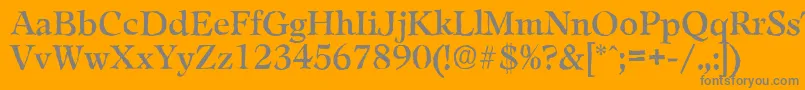 LeamingtonantiqueRegular-fontti – harmaat kirjasimet oranssilla taustalla
