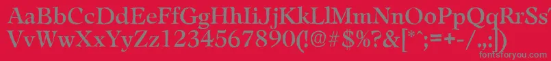 LeamingtonantiqueRegular-Schriftart – Graue Schriften auf rotem Hintergrund