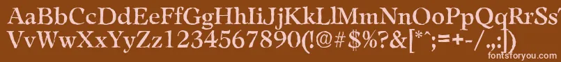 Czcionka LeamingtonantiqueRegular – różowe czcionki na brązowym tle