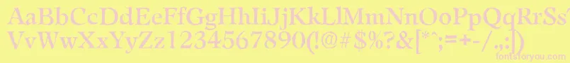 LeamingtonantiqueRegular-Schriftart – Rosa Schriften auf gelbem Hintergrund