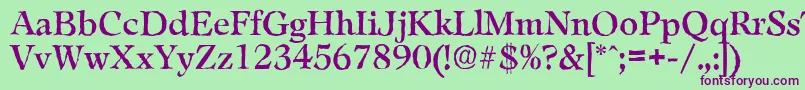 LeamingtonantiqueRegular-Schriftart – Violette Schriften auf grünem Hintergrund