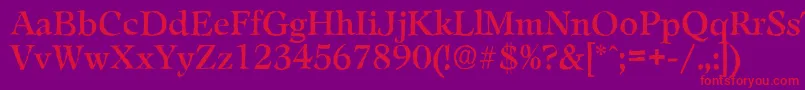 LeamingtonantiqueRegular-Schriftart – Rote Schriften auf violettem Hintergrund