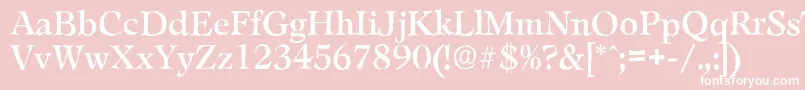 LeamingtonantiqueRegular-Schriftart – Weiße Schriften auf rosa Hintergrund