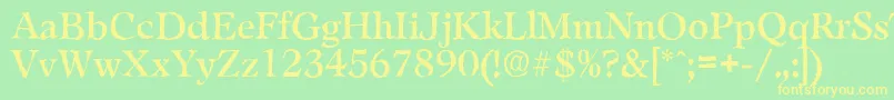 LeamingtonantiqueRegular-Schriftart – Gelbe Schriften auf grünem Hintergrund