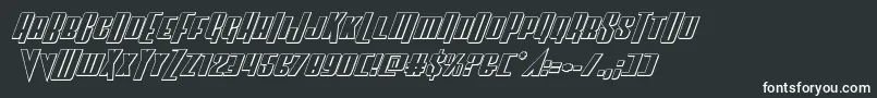 Vindicator3Dital-Schriftart – Weiße Schriften auf schwarzem Hintergrund