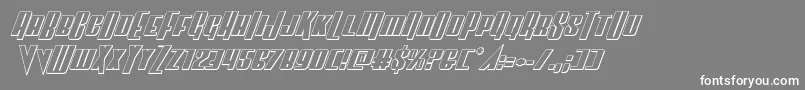 Weitere Informationen zur Vindicator3Dital-Schriftart Vindicator3Dital-Schriftart – Weiße Schriften auf grauem Hintergrund