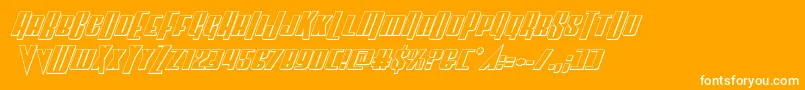 Weitere Informationen zur Vindicator3Dital-Schriftart Vindicator3Dital-Schriftart – Weiße Schriften auf orangefarbenem Hintergrund