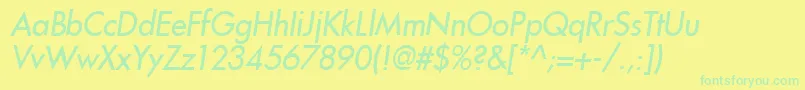 Police IntrepidItalic – polices vertes sur fond jaune