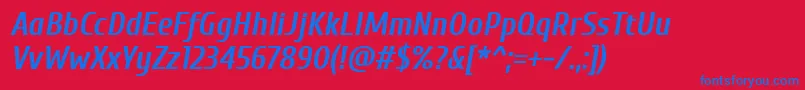 CuprumBoldItalic Font – Blue Fonts on Red Background