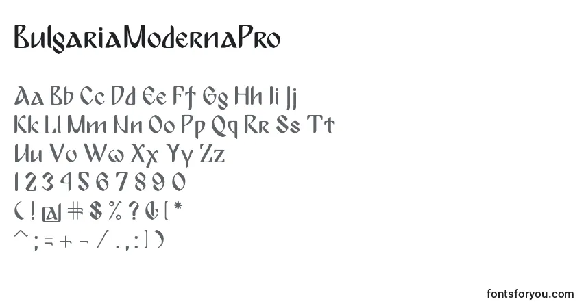 Czcionka BulgariaModernaPro – alfabet, cyfry, specjalne znaki