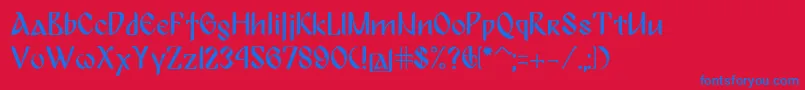 BulgariaModernaPro-fontti – siniset fontit punaisella taustalla