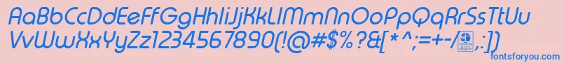 TypoRoundItalicDemo Font – Blue Fonts on Pink Background