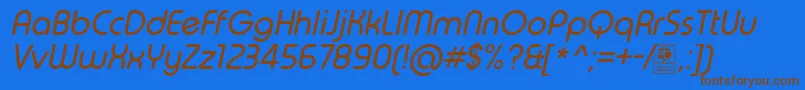 TypoRoundItalicDemo Font – Brown Fonts on Blue Background
