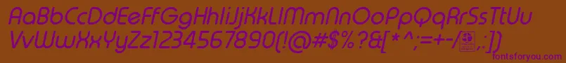 TypoRoundItalicDemo Font – Purple Fonts on Brown Background