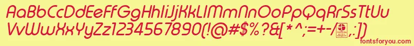 TypoRoundItalicDemo-Schriftart – Rote Schriften auf gelbem Hintergrund