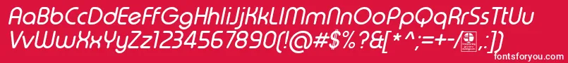 TypoRoundItalicDemo-fontti – valkoiset fontit punaisella taustalla