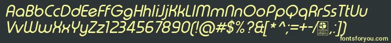 TypoRoundItalicDemo Font – Yellow Fonts on Black Background