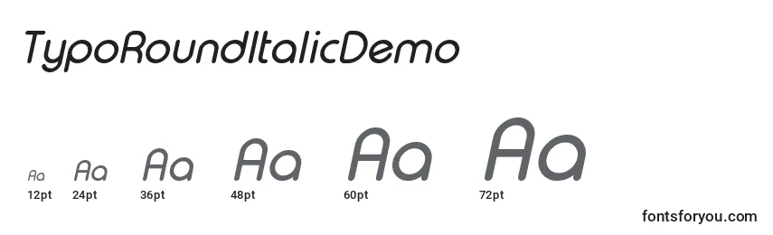 Größen der Schriftart TypoRoundItalicDemo