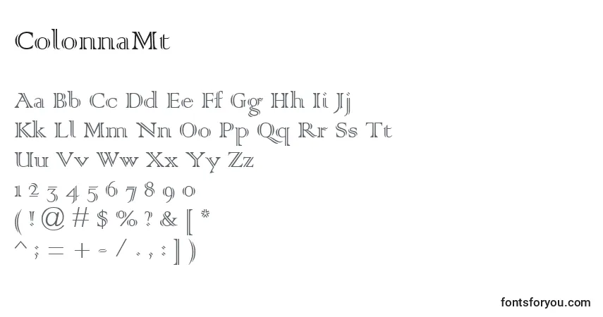 A fonte ColonnaMt – alfabeto, números, caracteres especiais