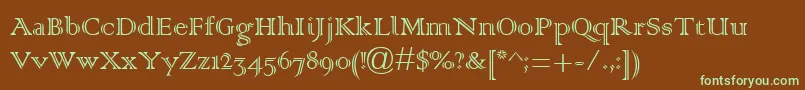 ColonnaMt Font – Green Fonts on Brown Background