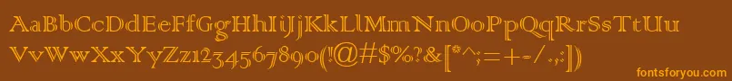 ColonnaMt Font – Orange Fonts on Brown Background