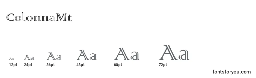 ColonnaMt Font Sizes