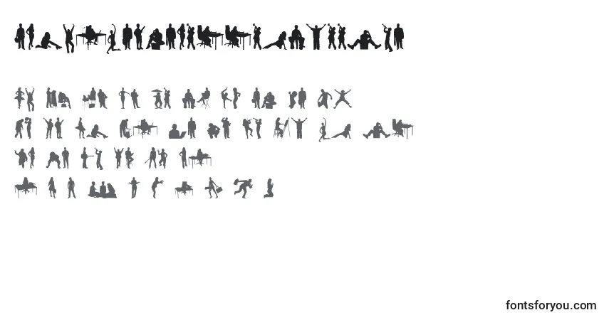Schriftart HumanSilhouettesFreeTwo – Alphabet, Zahlen, spezielle Symbole