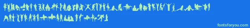 HumanSilhouettesFreeTwo Font – Green Fonts on Blue Background