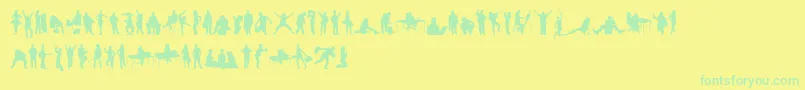 HumanSilhouettesFreeTwo Font – Green Fonts on Yellow Background