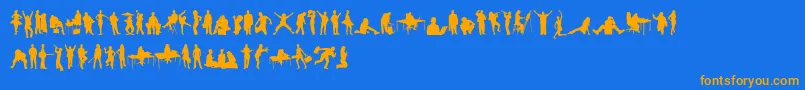 HumanSilhouettesFreeTwo Font – Orange Fonts on Blue Background